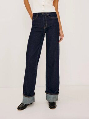 Rails Getty Wide Leg Jeans - midnight blue cuffed